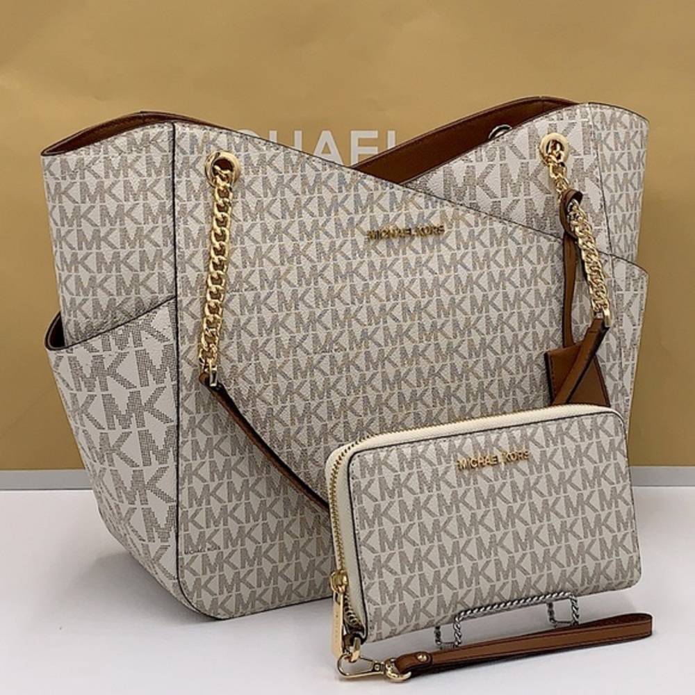 MICHAEL KORS LARGE X CHAIN SHOULDER TOTE & LG FLAT MULTIFUNCTIONAL PHONE…